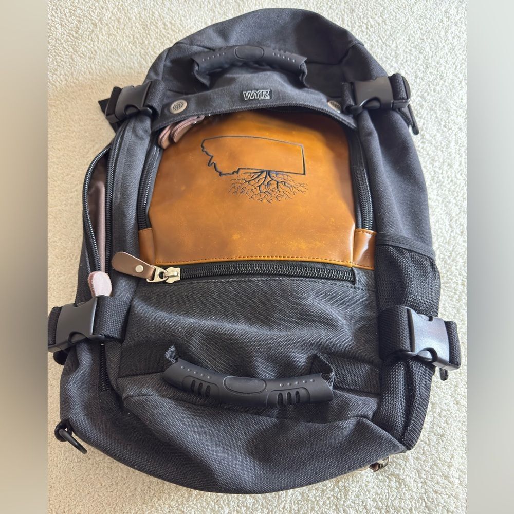 Vintage kaka backpack L canava‎ leather convertible duffle Travel unisex laptop